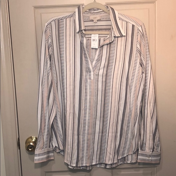 Loft Outlet Cotton Long Sleeve Blouse - Picture 1 of 5